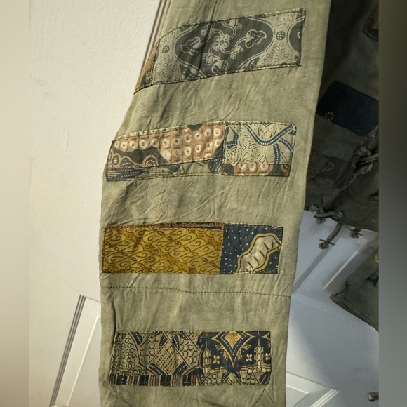 Vintage Patchwork Cropped Jacket Boho Hippie Colorful Nativewear Designs Sage SM - Picture 3 of 16